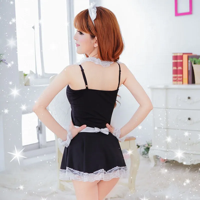 New Sexy Mulheres Conjuntos de Lingerie Tentação Francês Avental Cosplay Empregada Empregada Lolita Traje Babydoll Vestido Produto Do Sexo Lenceria