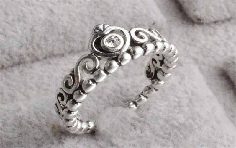 Venda quente novo 925 prata esterlina estilo anéis coroa anel de noivado de casamento para mulheres moda jóias finas3526358