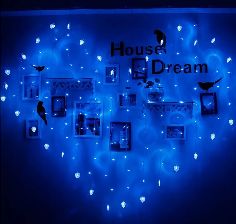 Guirlande lumineuse 2M * 1.5M128led lanterne d'amour avec rideau proposition de glace à la confession décoration lumière salle créative cuivre flash EU UK US AU plug