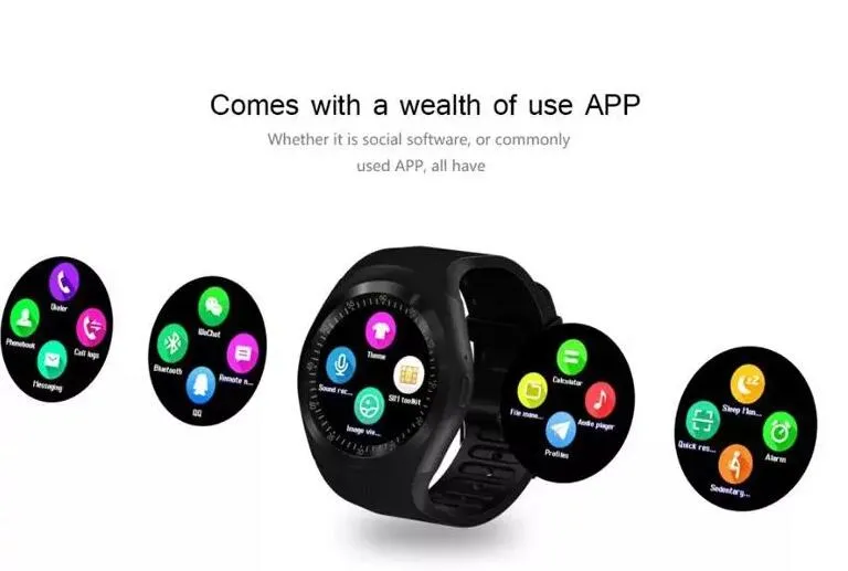 Y1 relógio inteligente redonda afiada Suporte Nano SIM com Whatsapp Facebook Negócios Smartwatch envio de mensagens para iOS Android Phone frete grátis