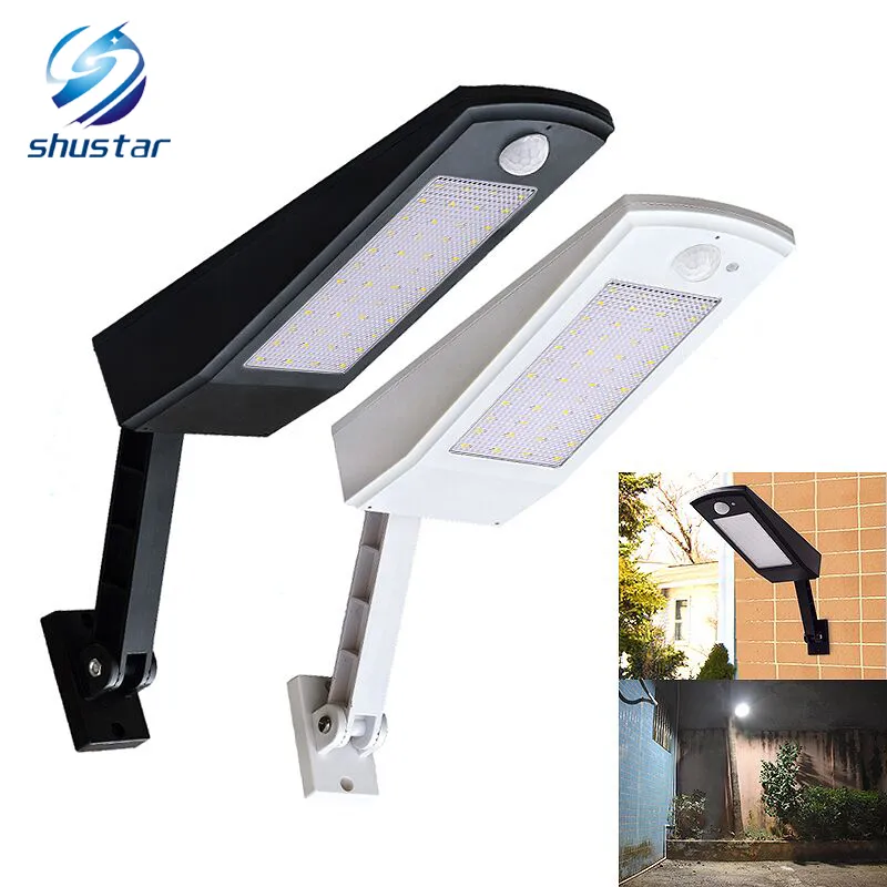 Newest 900lm Led Solar Light Outdoor Waterproof Lighting For Garden Wall 48 leds Four Modes Rotable Pole Solar Lamp