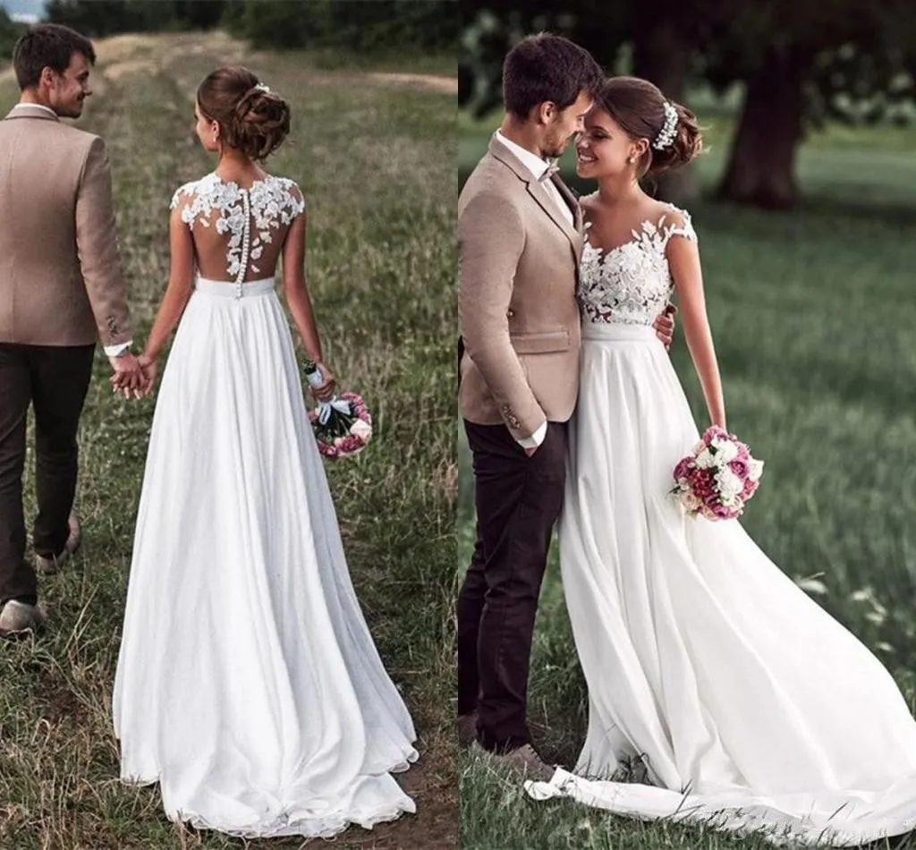 Vestidos De Novia Rurales Vestidos Románticos Con Mangas Con