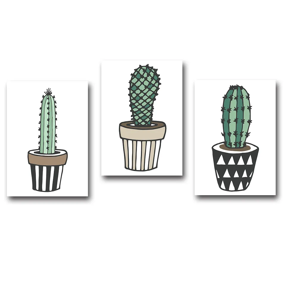 Nordic Art Plant Cactus Canvas Poster Painting Modern Nursery A4 Wall Picture Bambini Kids Room Decor Home Decoration