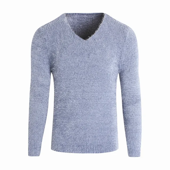 Sweater masculino de 2018 Outono e inverno moda v-pescoço v-garganta grossa cor sólida pulôver de mangas compridas slim homens pulôver