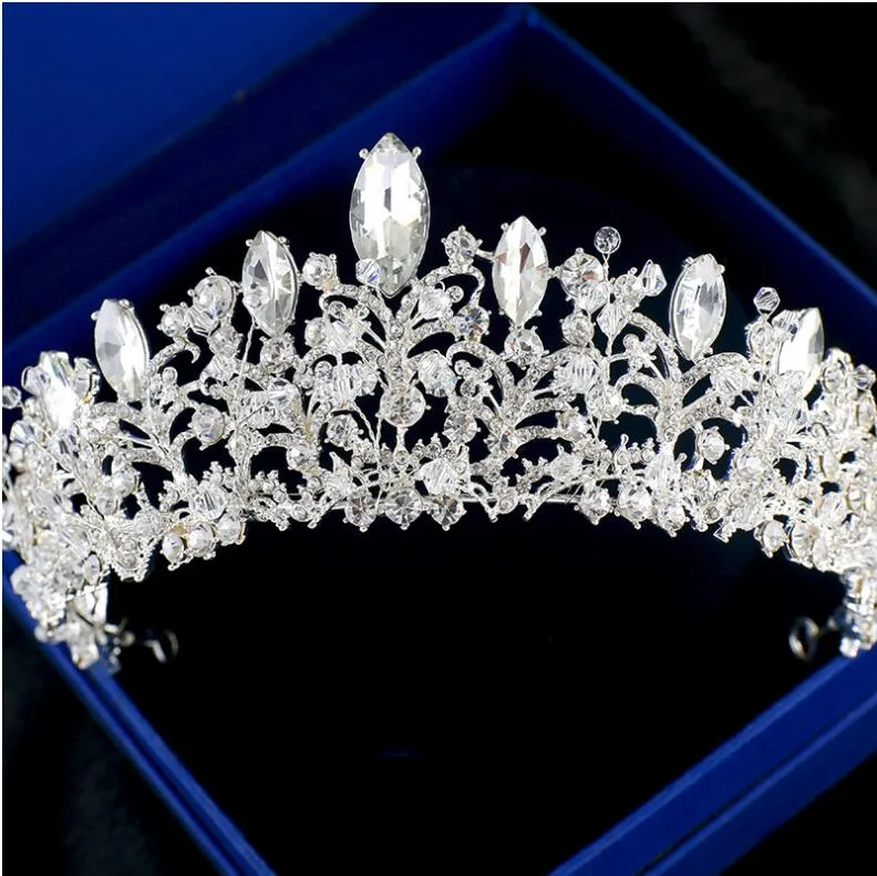 Corona nuziale di lusso Cristalli di strass Copricapo Matrimonio reale Regina Grandi corone Principessa Cristallo Barocco Festa di compleanno Diademi la sposa Dolce 16