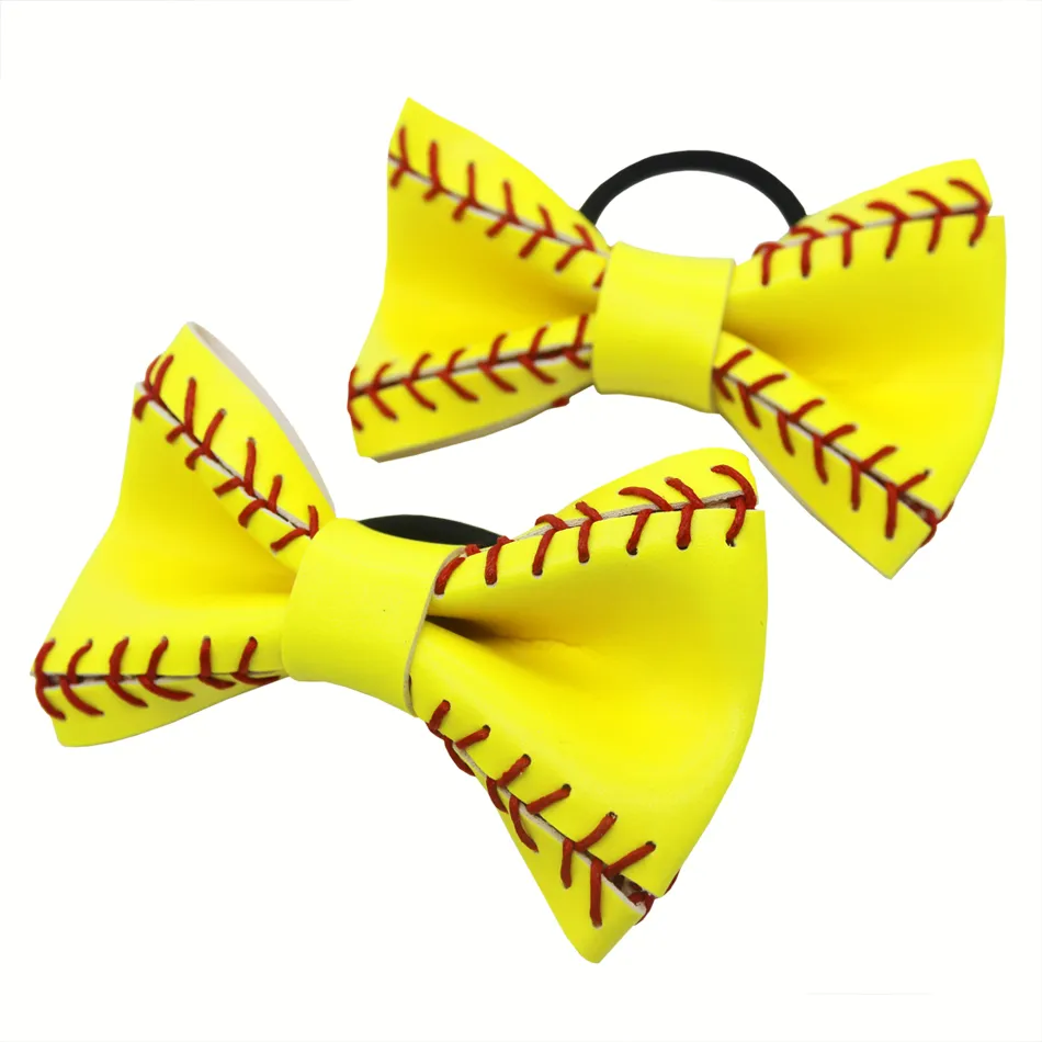 softballsunny jaune softball baseball basketball sport fleurs arcs cheveux mère filles bijoux cadeaux pince à cheveux ou arc de cheveux