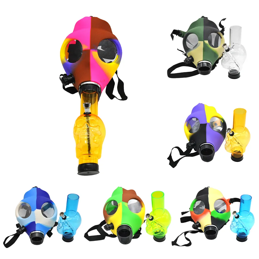 Silicone Mash Creative Acrylic Smoking Pipe Gas Mask Pipes Acrylic Bongs Tabacco Shisha Water Pipe Best quality