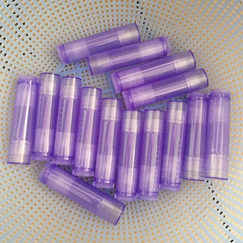 5G Transparent Lila Färg Läppstift Tube Slim Lipbalm Tube Lipstick Förpackningsfodral Container Lip Gloss Refillerbar flaska Kosmetiska verktyg