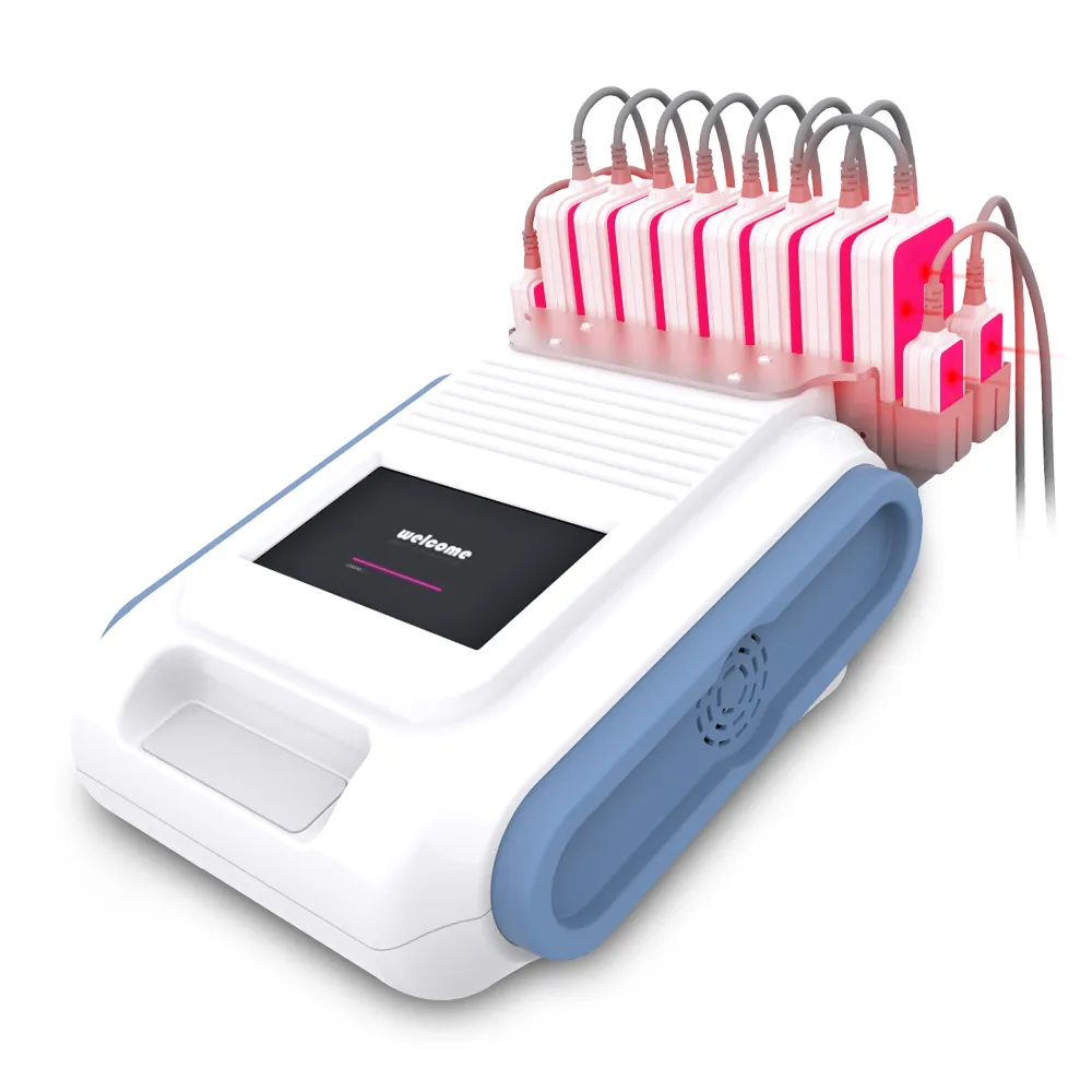 Fianchi Cosce Cellulite Rimozione 5mw LLLT Lipo Laser 635nm ~ 650nm Macchina di bellezza per la perdita di peso 8 cuscinetti grandi + 4 piccoli