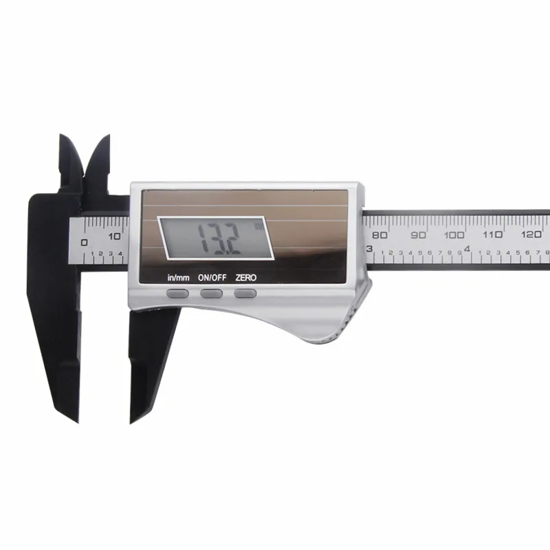 Freeshipping Solar Digital Caliper 0-150mm Koolstofvezel Vernier Caliper Meetinstrumenten voor Sieraden Magnetische objecten en opgeladen object