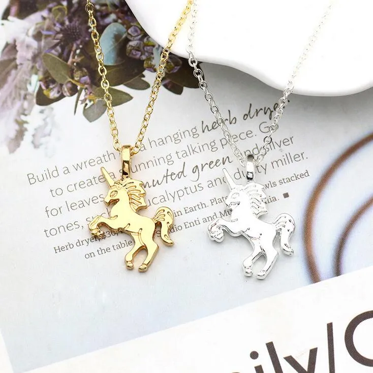 Schöne Einhorn -Anhänger Halskette für Mädchen Tiny Unicorn Schlüsselbein Kette Halskette Chokers Tierschmuck6769296