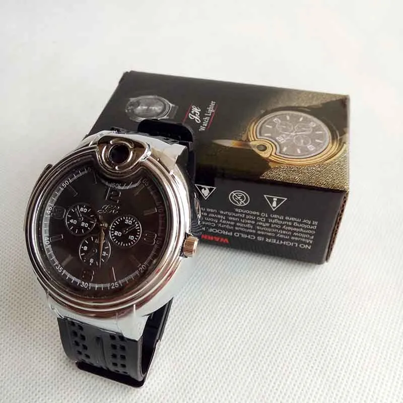 Коллективные часы сигарета Butane Lighter Flame No Gas Refillable Sigar Searters Watchs с подарочной коробкой Can Clos1218417
