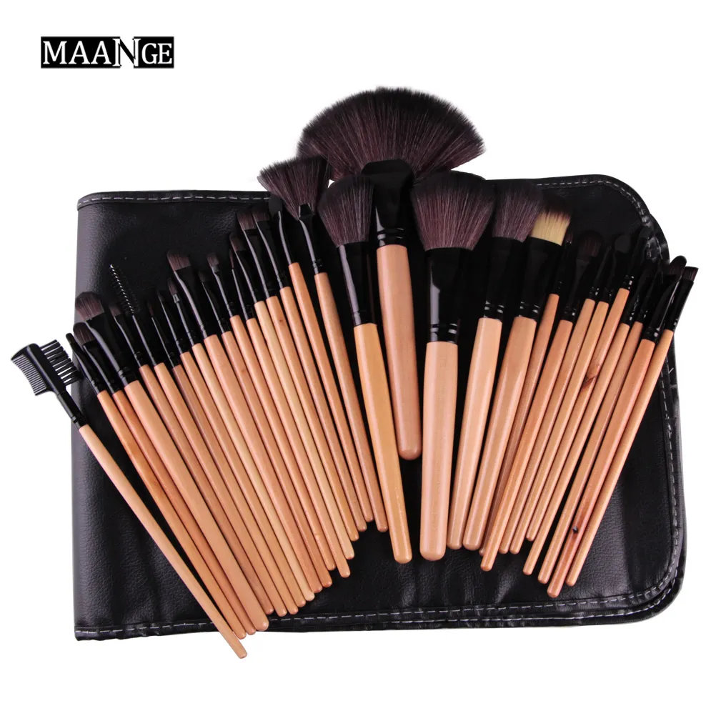 Brosse de maquillage professionnel 32 PCS Ensemble pour les femmes Fashion Face Face Soft Face Lip Falle Shadow Make Up Brush Set Kit + Sac de pochette