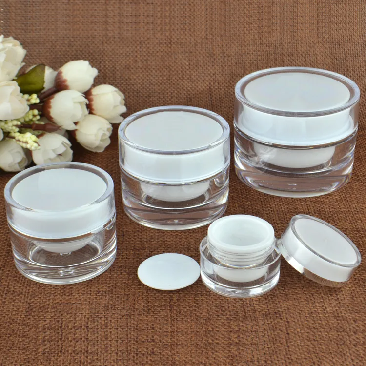 5 10 15 20 30 50 G ML Empty Clear Upscale Refillable Acrylic Makeup Cosmetic Face Cream Lotion Jar Pot Bottle Container with liners