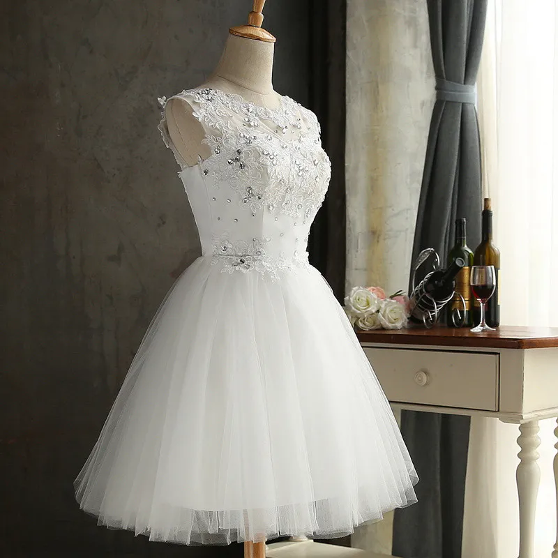 2018 Cheap Fashion White Appliques Crystal Short Prom Dresses With Tulle Homecoming Cocktail Party Special Occasion Gown Vestido Fiesta BH10 From 34 84 DHgate