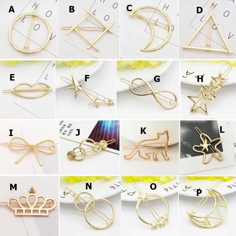 Hot New Multi-Styles Hair Pins Triangle Round Moon Hair Pin Pinza para el cabello Mujeres Niñas Pasadores Accesorios para la cabeza