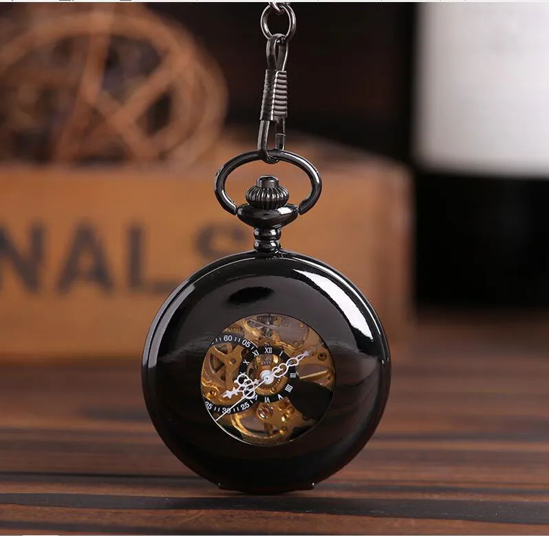 Mänperspektiv Tungsten Steel Hollow Mechanical Watches Mechanical Pocket Watch