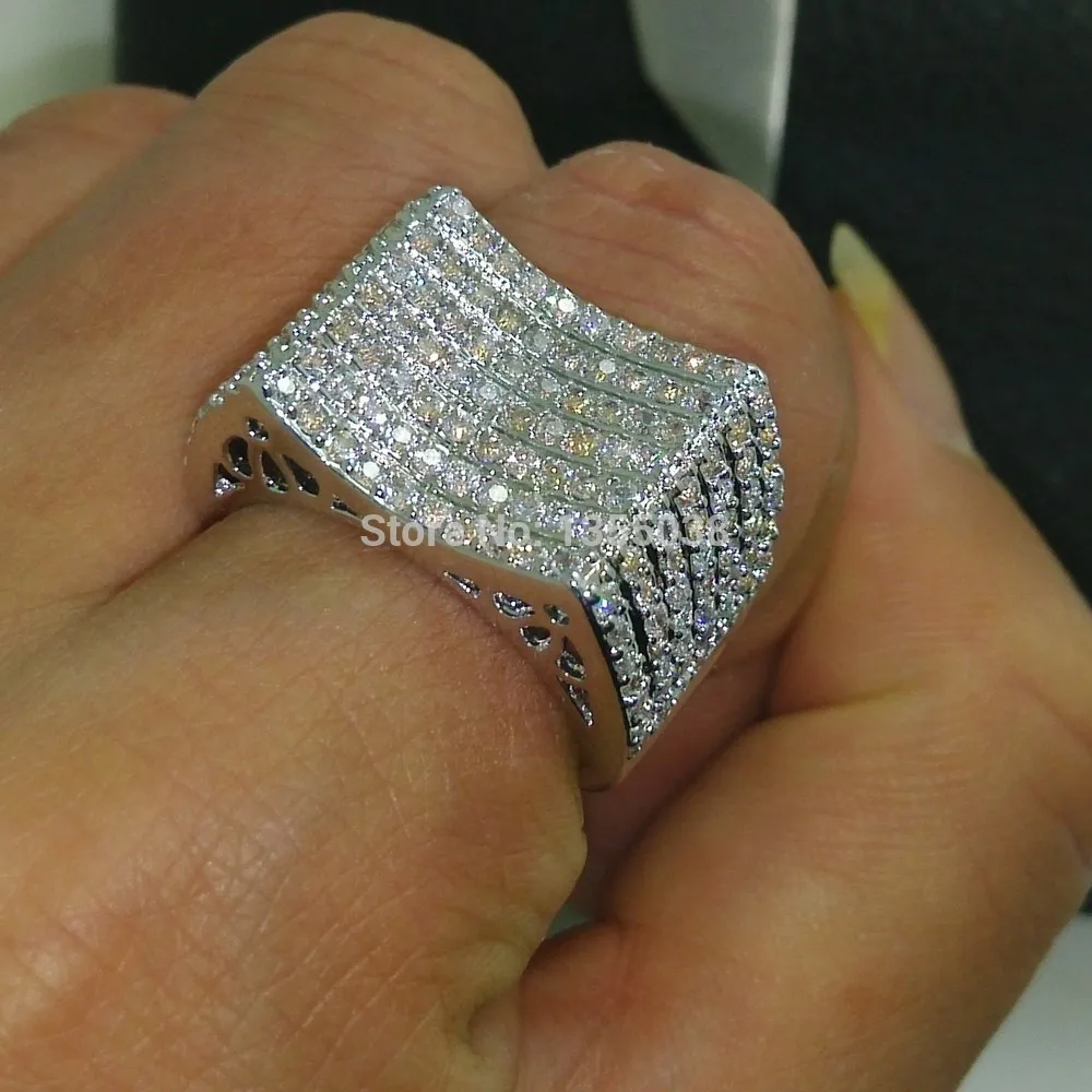 Gioielli di moda Majestic Jewellery Gem 5A Zircon Stone 10kt White Gold Pieno Wedding Band Ring SZ 510 6143501