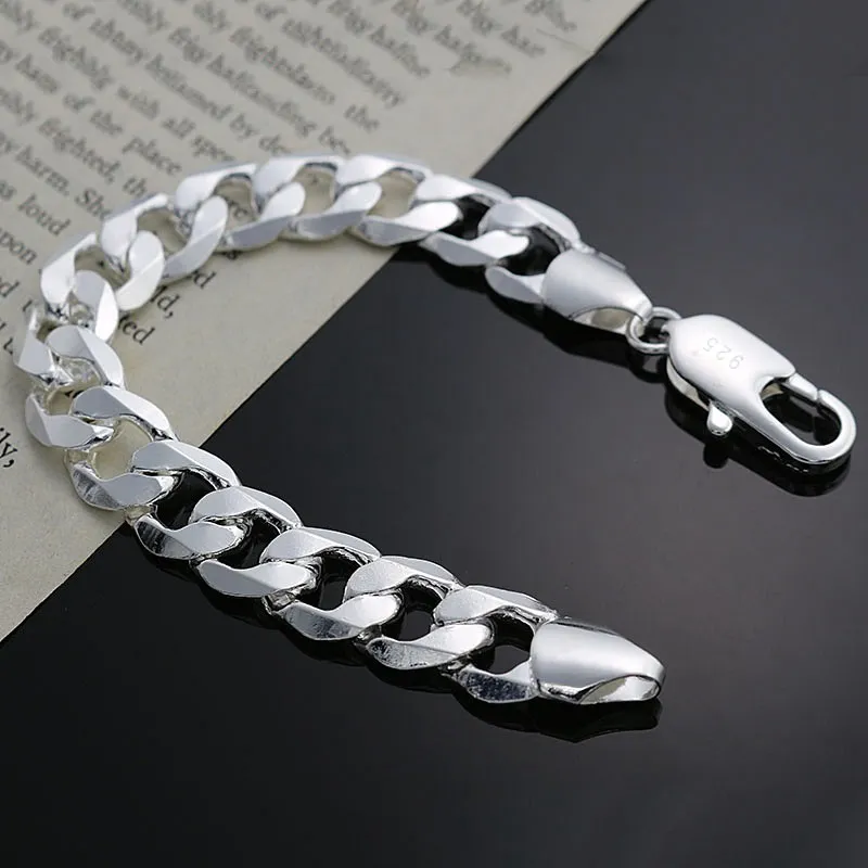 Sterling Silver Heart Link Charm Nickel Free Chain Bracelet Italy, 7.5