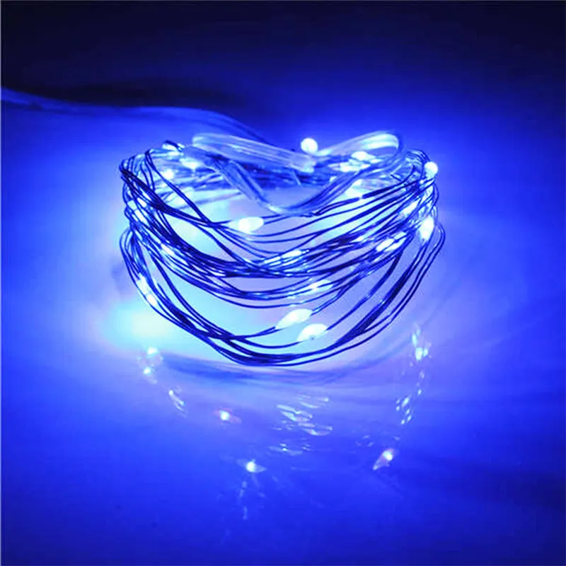 2M 20LED Fairy Lights 20 LED Micro Starry Light CR2032 knop batterij geëxploiteerde zilveren string voor kerst bruiloft decoraties