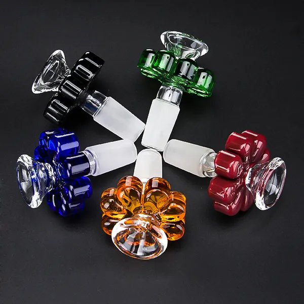 Farbige Glasschüssel Kräuterhalter Blumenstil 10 mm 14 mm 18 mm männlicher Rauchzubehör für Glas Bong Wasserrohr