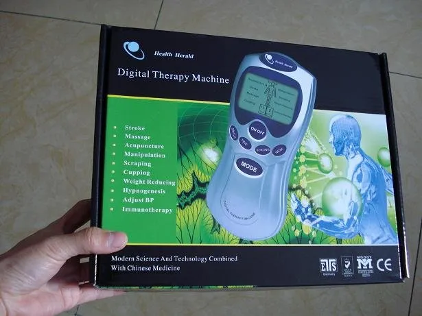 LCD Tens Unit Acupuncture Machine de thérapie numérique masseur thérapie de la douleur + 4 coussinets + fils à 4 voies avec adaptateur secteur par DHL