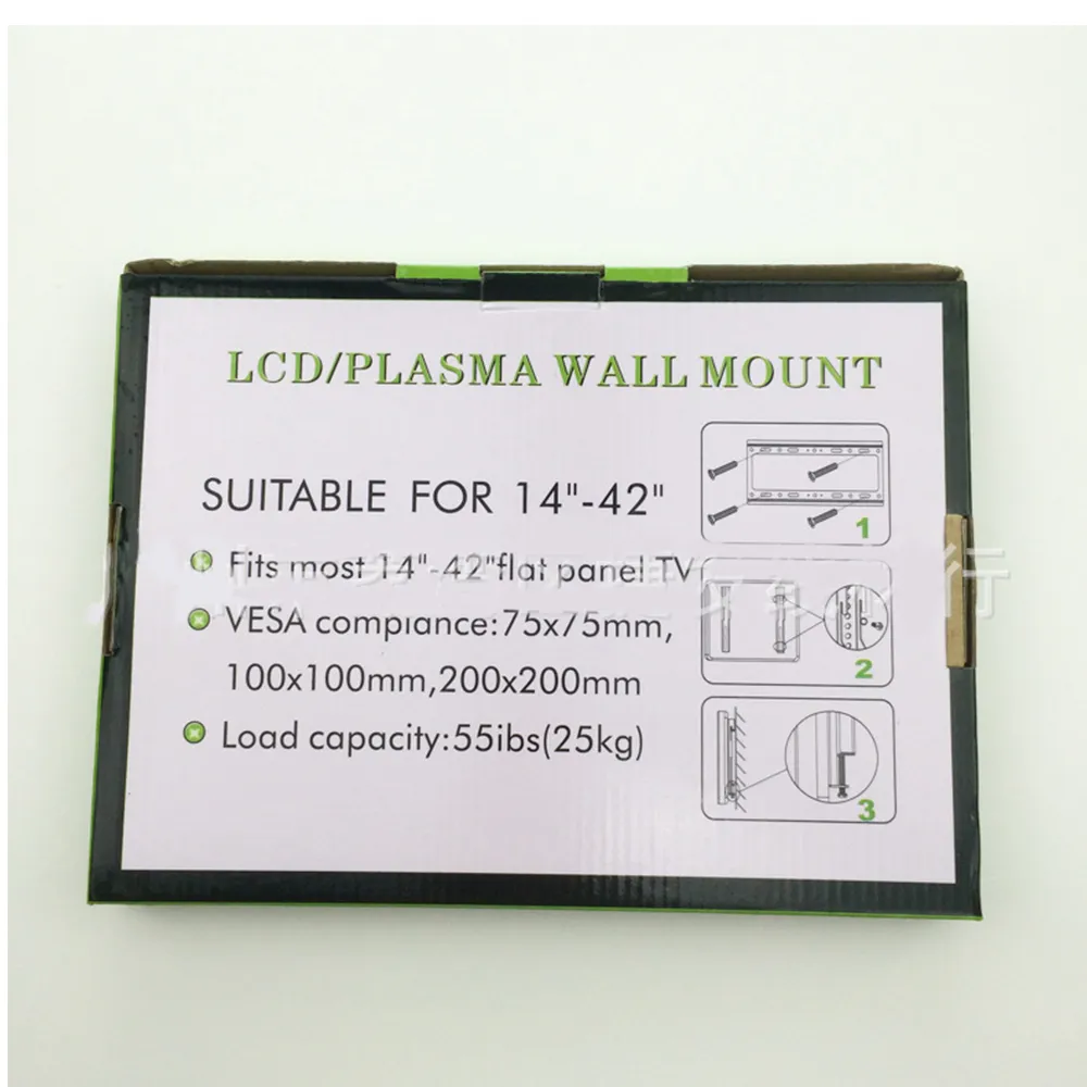 블랙 14 ''- 32 ''앵글 프리 평면 패널 TV 벽 마운트 브래킷 금속 VESA 100x100 200x200 mm 10 세트 / 로트