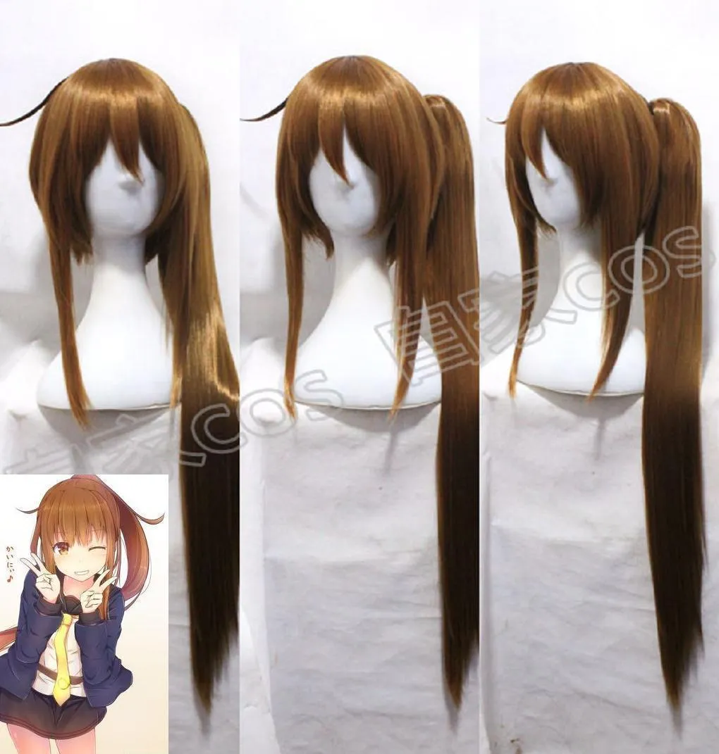 Kantai Collection KanColle Fumizuki queue de cheval marron Cosplay perruques cheveux coiffés