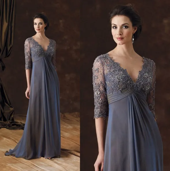 Plus Size Mother Of The Bride Dress Chiffon A Line V Neck Empire Waist Half Sleeves Floor Length 2024 Collection From Wedswty68 102.52 DHgate .Com
