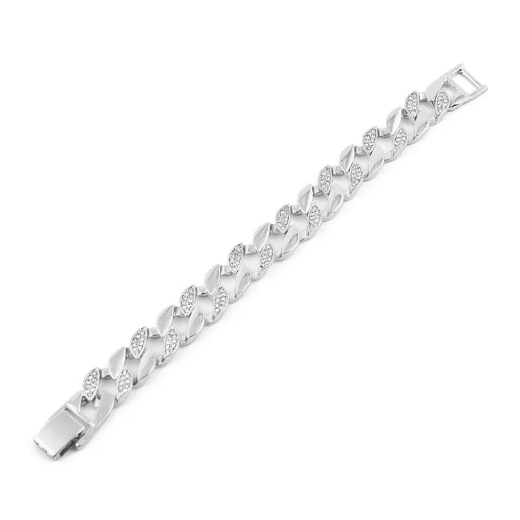 Miami Curb Cuban Link Mens Bracelet Chaîne En Acier Inoxydable Hip Hop Glacé Or-couleur 8 pouces * 1.5 cm