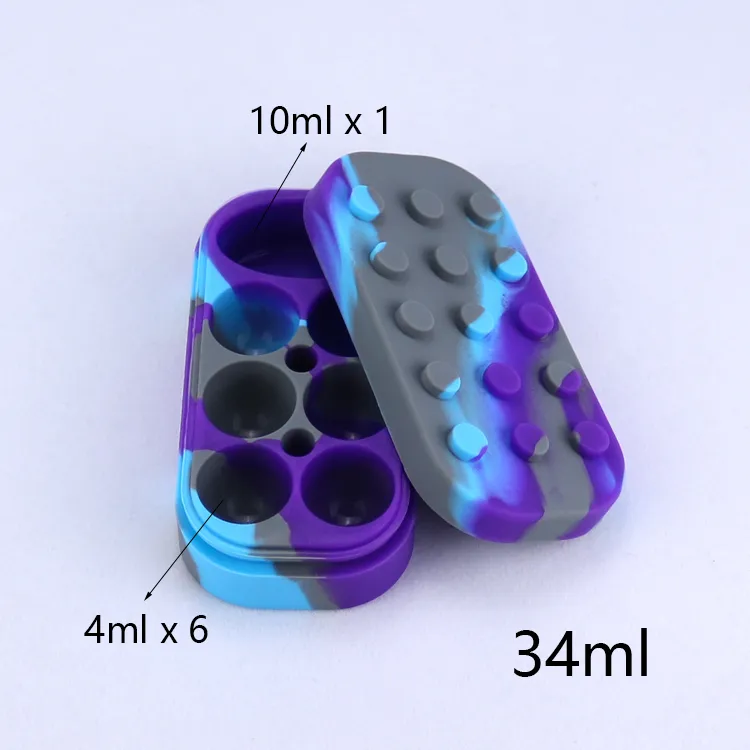 Contenitori di cera antiaderente 6 in 1 grande lattina di cera in silicone Contenitore in silicone Barattoli di cera colorati Conservazione del dabber Vaso dabber Olio Vape Pen Dry Herb