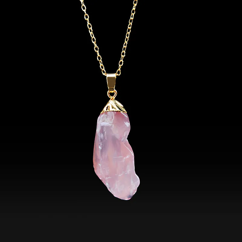 Crystal Quartz Healing Point Chakra Kraal Natuurlijke Edelsteen Ketting Originele Hanger Vrouwen Mannen Sieraden Vergulde Gouden Kettingen Verklaring Kettingen