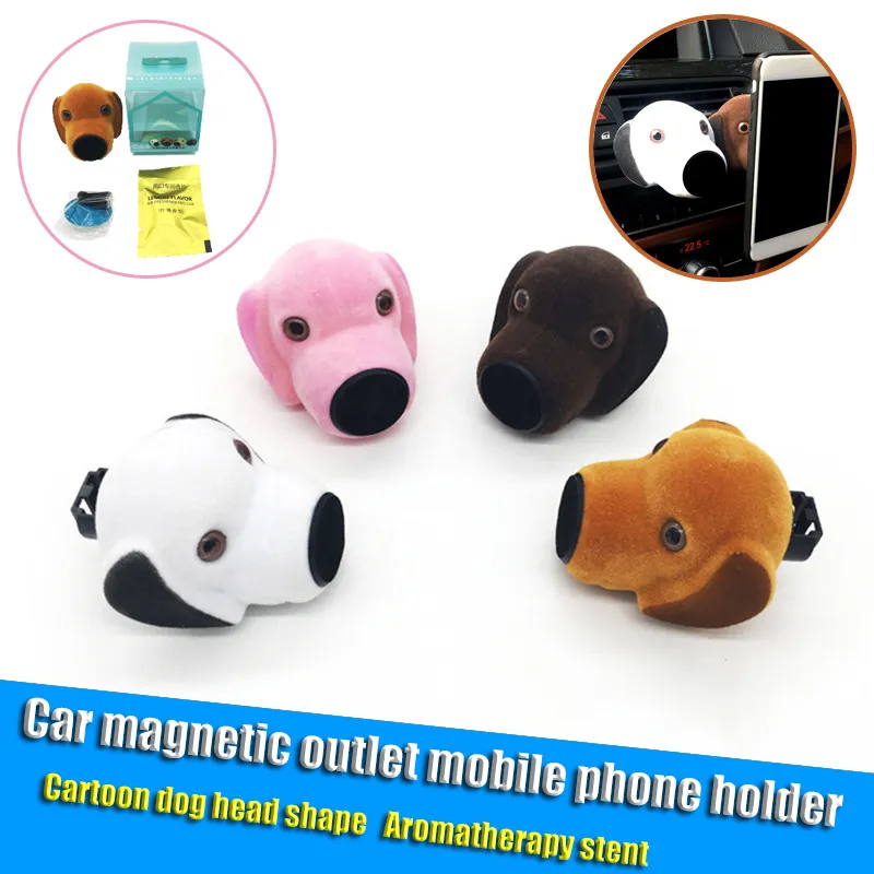 Supporto per telefono per auto Staffa magnetica per cartoni animati Forma della testa di cane per cartoni animati Presa d'aria fresca universale Supporto per aromaterapia Stent di navigazione automatica