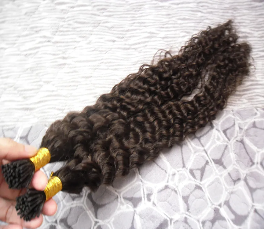 Verworrene lockige I-Tip-Haarverlängerungen, 100 g/Strähnen, Keration Remy Hair On-Kapsel zum Testen der Haare