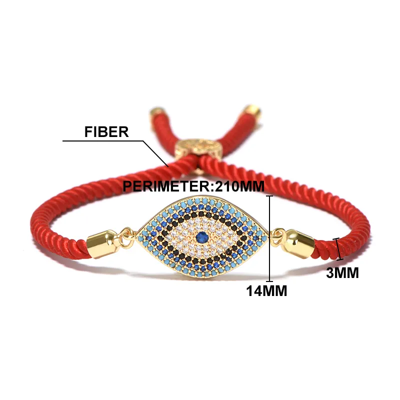 Braccialetto di cristallo micro occhio diabolico di lusso Filo rosso Stringa Turchia Bracciale etnico le donne Ragazze Mano Gioielli turchi fortunati6389254