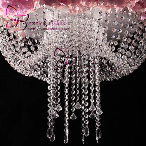 Wedding Faux Acrylic Crystal Chandelier Style Drape Suspended Cake Swing stand Crystal, DIA24" OR 18"