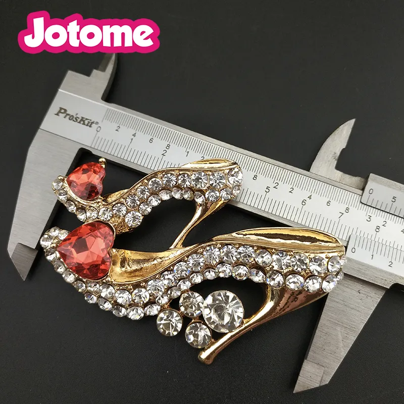 Gold Tone Alloy Crystal Rhineastone High Heel Shoes Brooches Luxury Women Shoes Brooch Pin