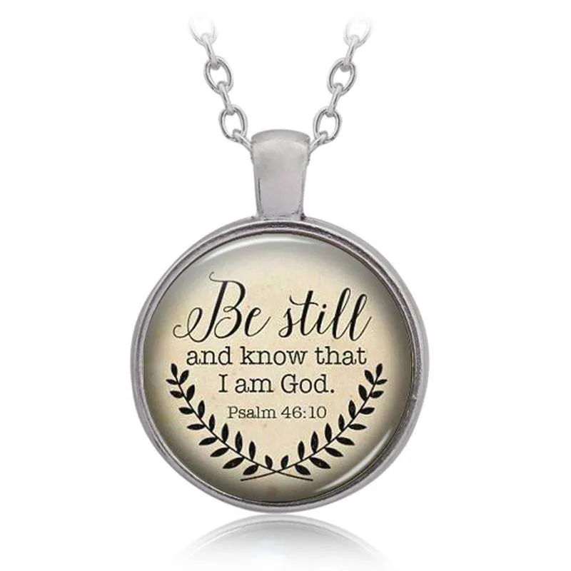 Hot On Sale Bible Verse Necklace 'Be Still and Know I Am God' Pendant Psalm 46:10 اقتباس سلاسل اليدوية للقلائد مجوهرات