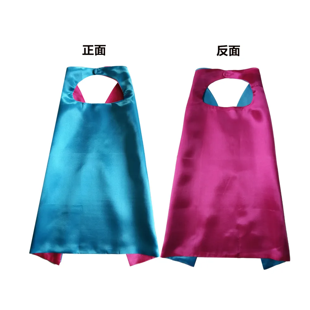 Double sided Plain Satin Kids Cosplay Capes Superhero Halloween Costumes with Masks Party Favors Birthday Gifts 