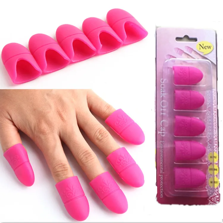 5 stücke Nail art Gel Polish Remover Kappe Silikon Tränken Weg Kappe Clip Gel Entferner Kappe Maniküre Reinigung Werkzeuge XB1