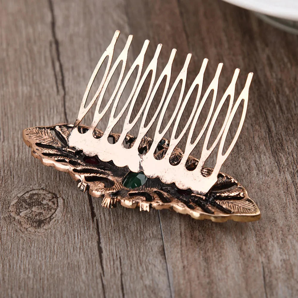 JOYME Newest Turkish Jewelry Antique Gold Color Wedding Hair Comb For Bridal Flower Hair Accessories Hair Clips Hairwear7898611