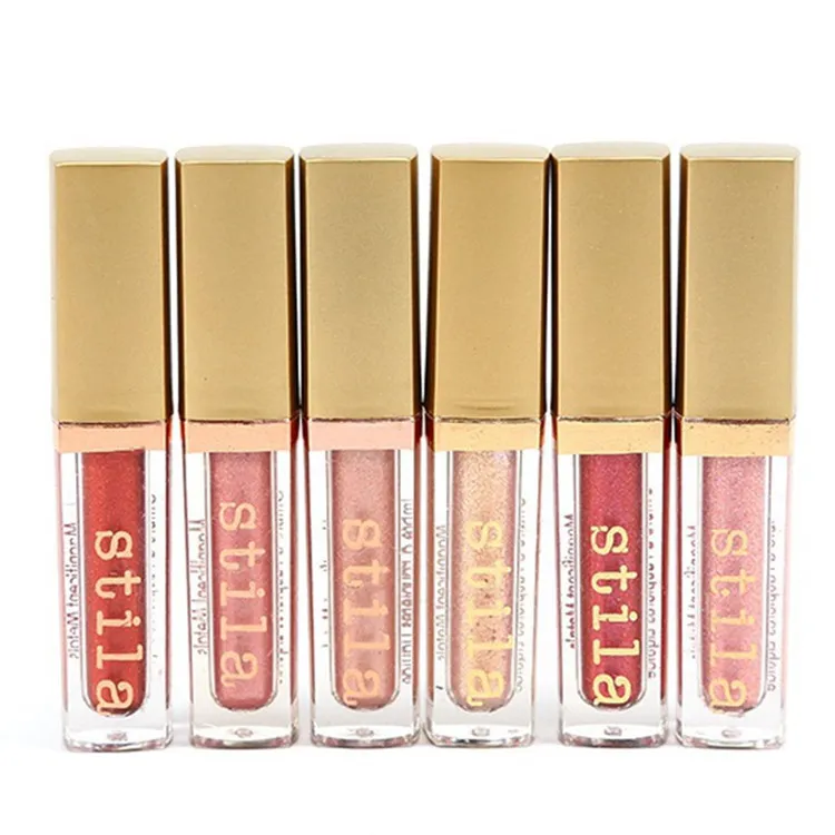 Stila 6 stks oog voor elegantie vloeibare schaduw set make-up oogschaduw lipstick lip glanst palet door DHL