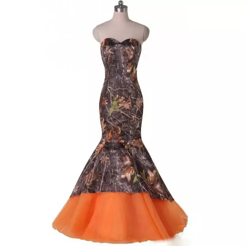 Camo And Orange Prom Dress Camo Mermaid Prom Dress