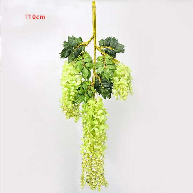 110 cm 43 pulgadas Flores de hiedra artificiales Flor de vid de glicina Centros de mesa de boda de ratán Decoraciones Ramo Guirnalda Ornamen6728768