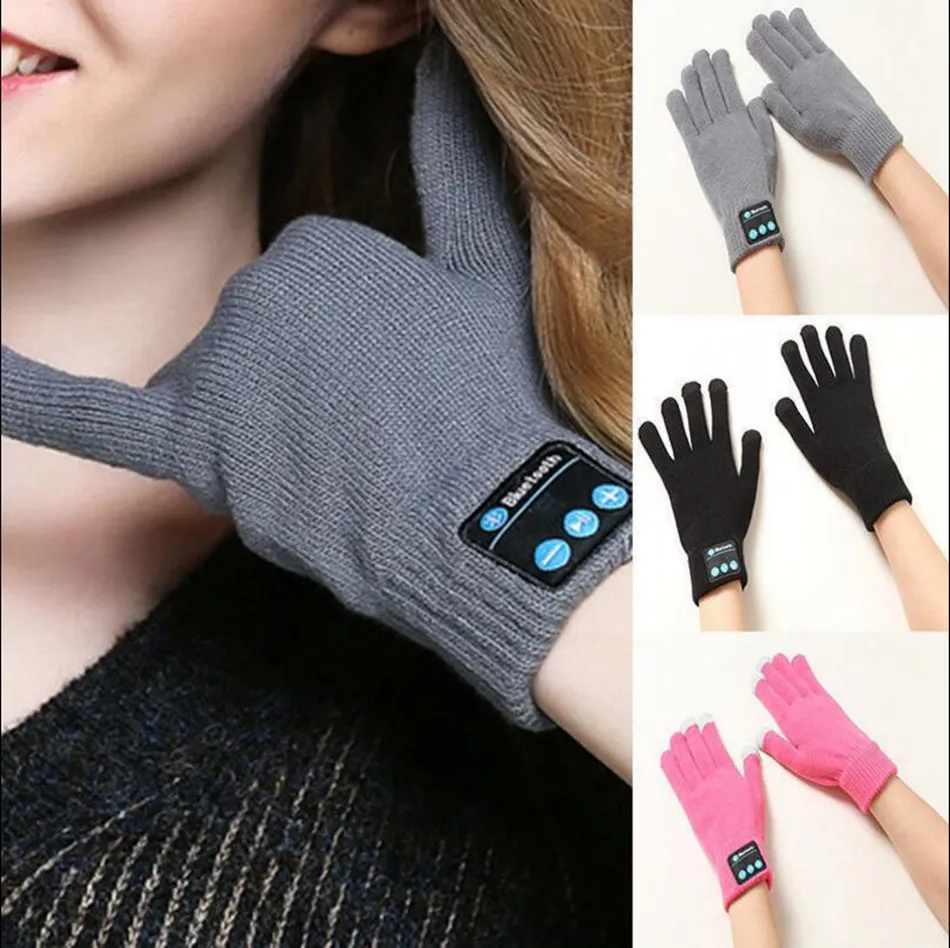 Wireless Bluetooth Gloves Women Men Knit Wearable Smart Bluetooth Music Headset Speaker Warm Mittens Touch Screen Gloves OOA3890