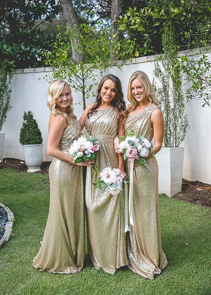 green emerald velvet dress One Shoulder Gold Sequins Side Slit Black Bridesmaid Dress QB3025 US14 / Custom Color main image 1