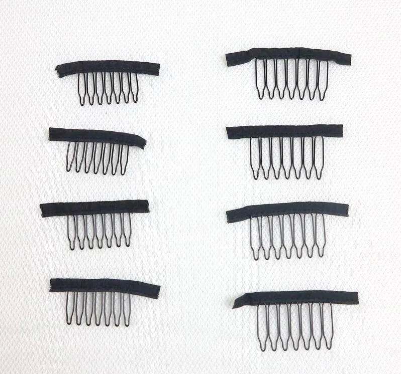 7 THEETH TEMPS LE PERME ACIER TEMPS Forre pour perruque Clips de perruque pour extensions de cheveux Strong Black Lace Hair Comb8076942