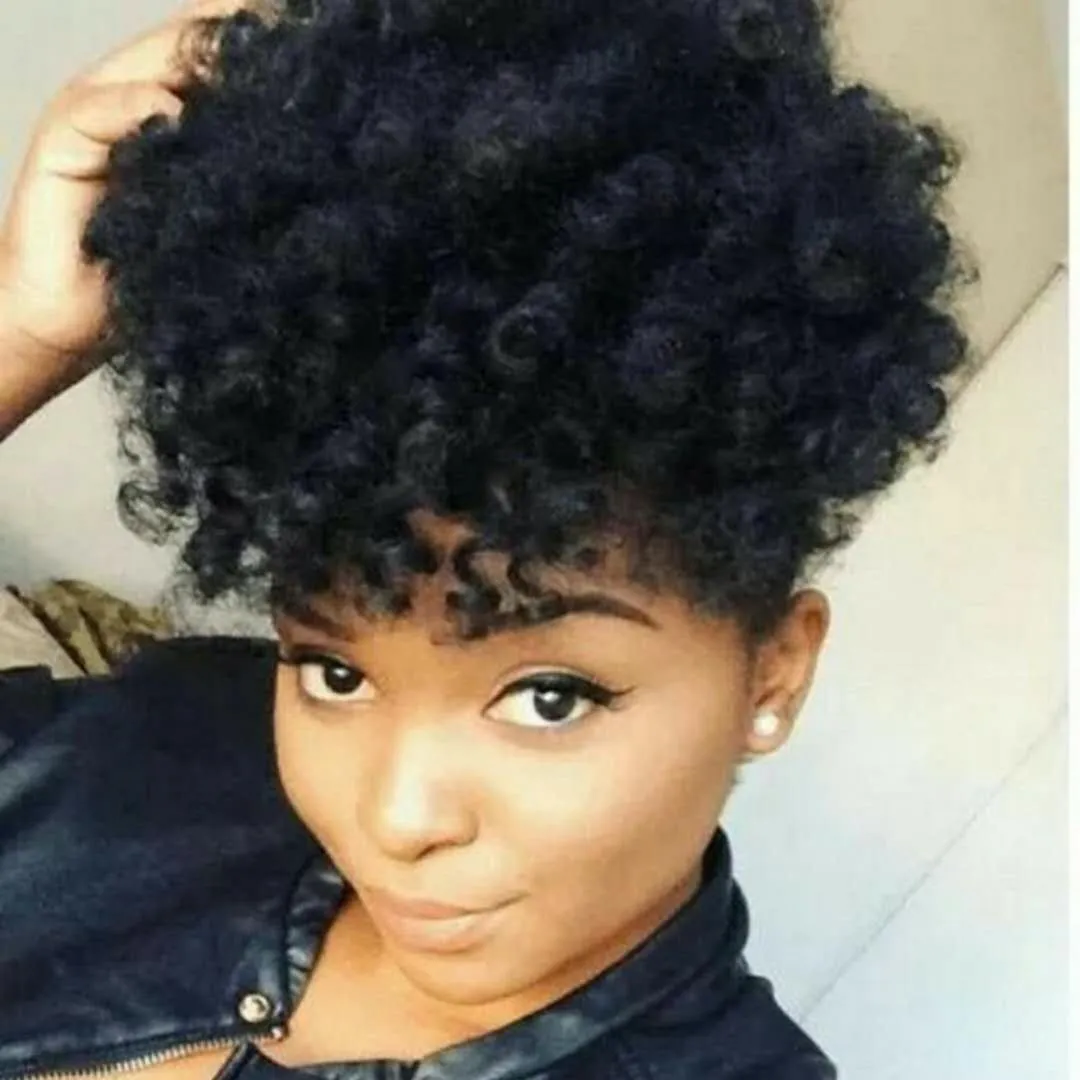 Short 4c Kinky Curly Human Hair Drawstring Ponytail Virgin Kinky