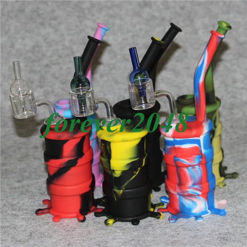 Kleurrijke waterpijp siliconen bongs siliconen waterpijp dab rig 14 mm gewricht alle heldere 14 mm mannelijke kwarts banger glazen karperdop