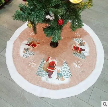 38 cali Santa Claus Elk Bell Faux Fur Choinki Spódnica Luksusowe Soft Snowflake Drzewo Spódnice Dla Xmas Wakacje Dekoracje Pet Favors